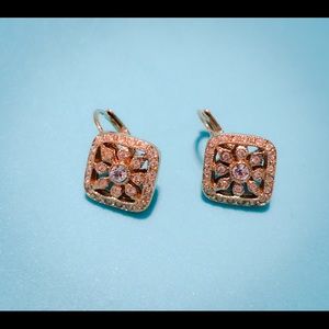 Gold and sparkle lever back earrings